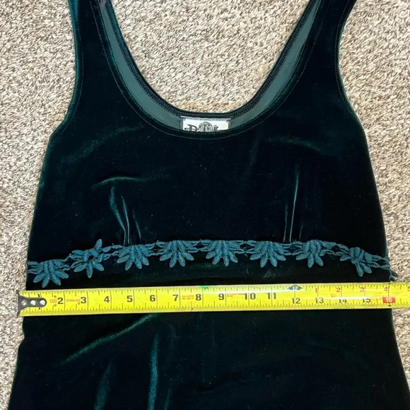 Vintage DJI Green Crushed Velvet swing Dress - Picture 3 of 3